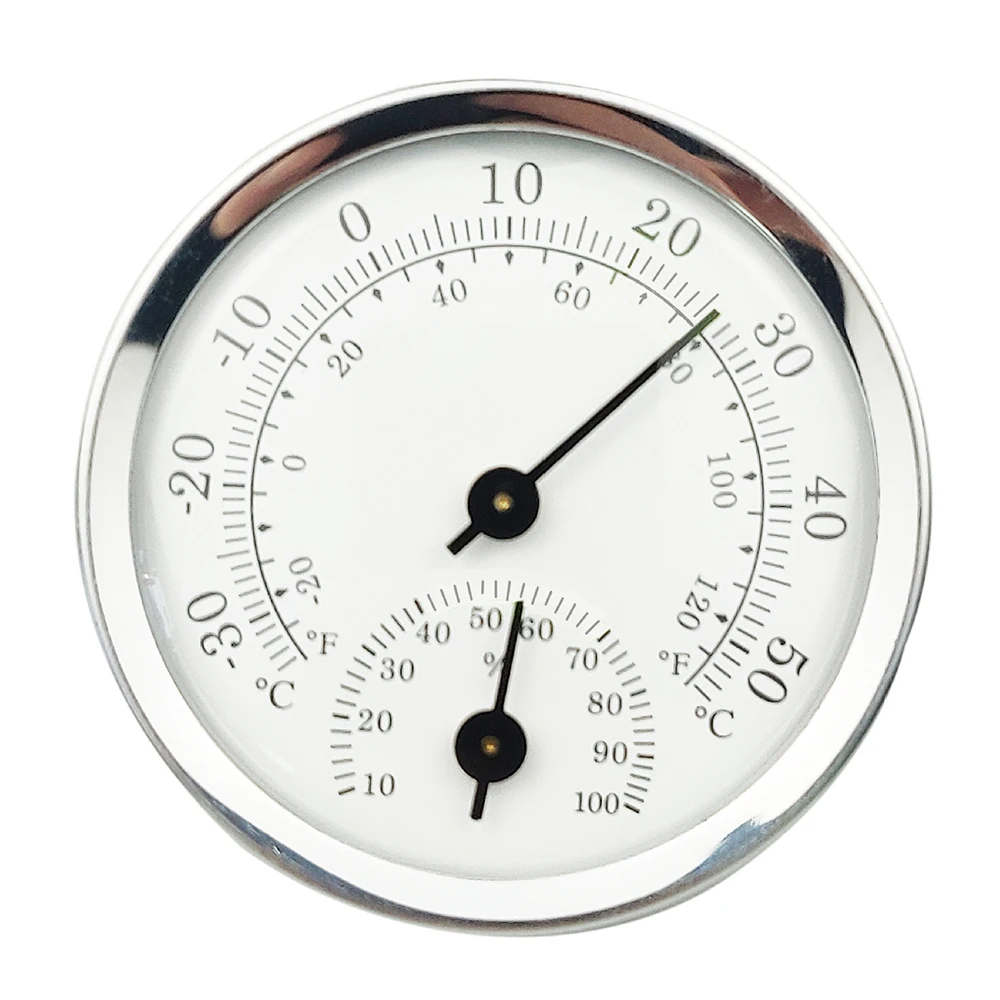 Analogowy Termohigrometr 58 mm bez Baterii do Terrarium Srebrny