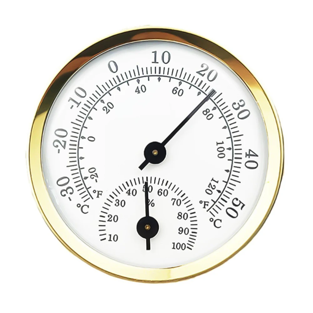 Analogowy Termohigrometr 58 mm bez Baterii do Terrarium Złoto