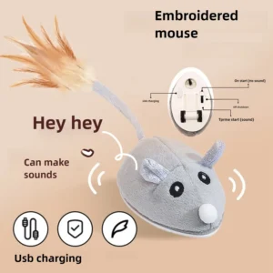 Automatyczna elektryczna myszka dla kota ładowanie USB Szary