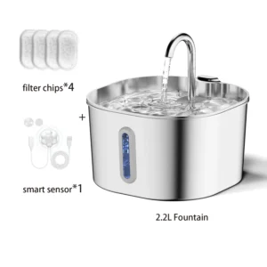 Automatyczna fontanna do wody dla kota 2,2 l ze stali 2.2l 4filters sensor