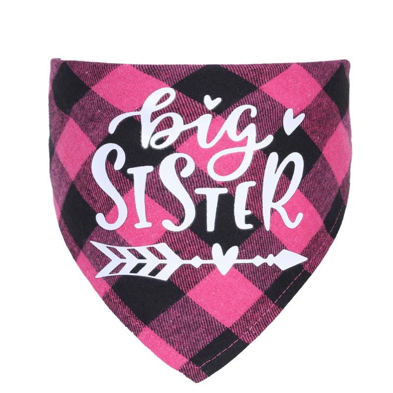 Bandana dla psa Starszy Brat w krate - sesja zdjeciowa ogloszenia ciazy Czerwony