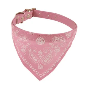 Bandana z obrożą dla psa i kota – chusta na szyję z zapięciem Różowy