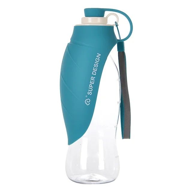 Bidon dla psa składany 580 ml z miską Niebieski