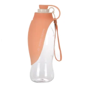 Bidon dla psa składany 580 ml z miską Pomarańczowy