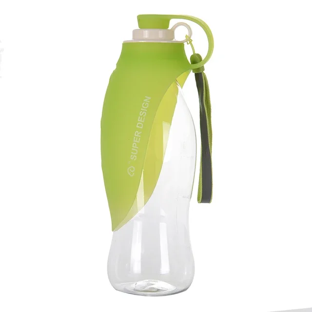 Bidon dla psa składany 580 ml z miską Zielony