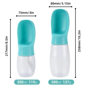 Butelka na wodę dla psa 500 ml z miską, podróżna Turkusowy