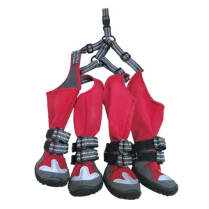 Buty dla dużego psa z szelkami – długie, zimowe, aksamitne Biały