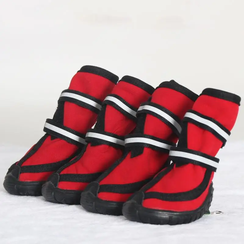 Buty dla dużego psa czterosezonowe wodoodporne XXL z odblaskami Czerwony