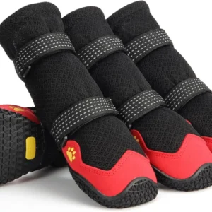Buty dla psa na gorący chodnik – antypoślizgowe, letnie, wodoodporne Czerwony