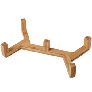 Ceramiczna podwójna miska dla psa i kota na stojaku Double wooden frame