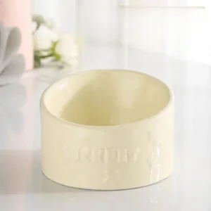 Ceramiczna miska na podstawce dla kota i psa żółty