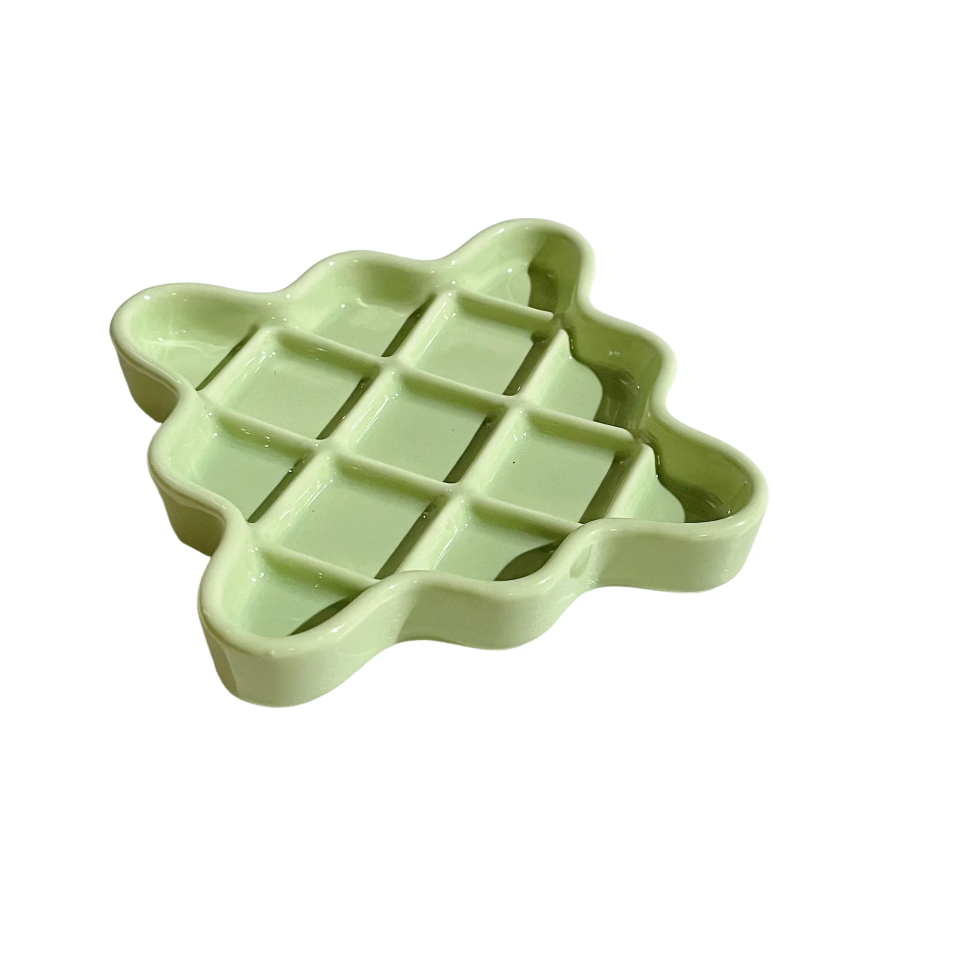 Ceramiczna miska wolnojadąca dla szczeniąt w kolorowych wzorach Jasnozielony