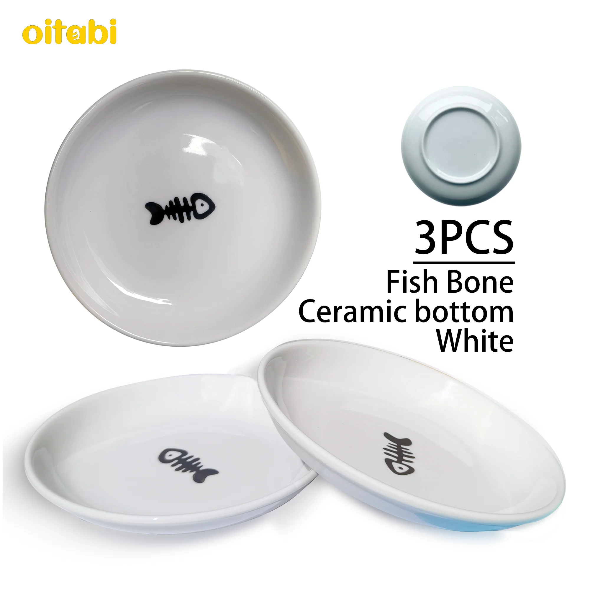 Ceramiczne miski dla kota 3 szt., płytkie i szerokie Czarny