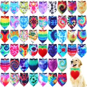 Chustki dla psa tie-dye kolorowe bandany zestaw 50 sztuk Wielo