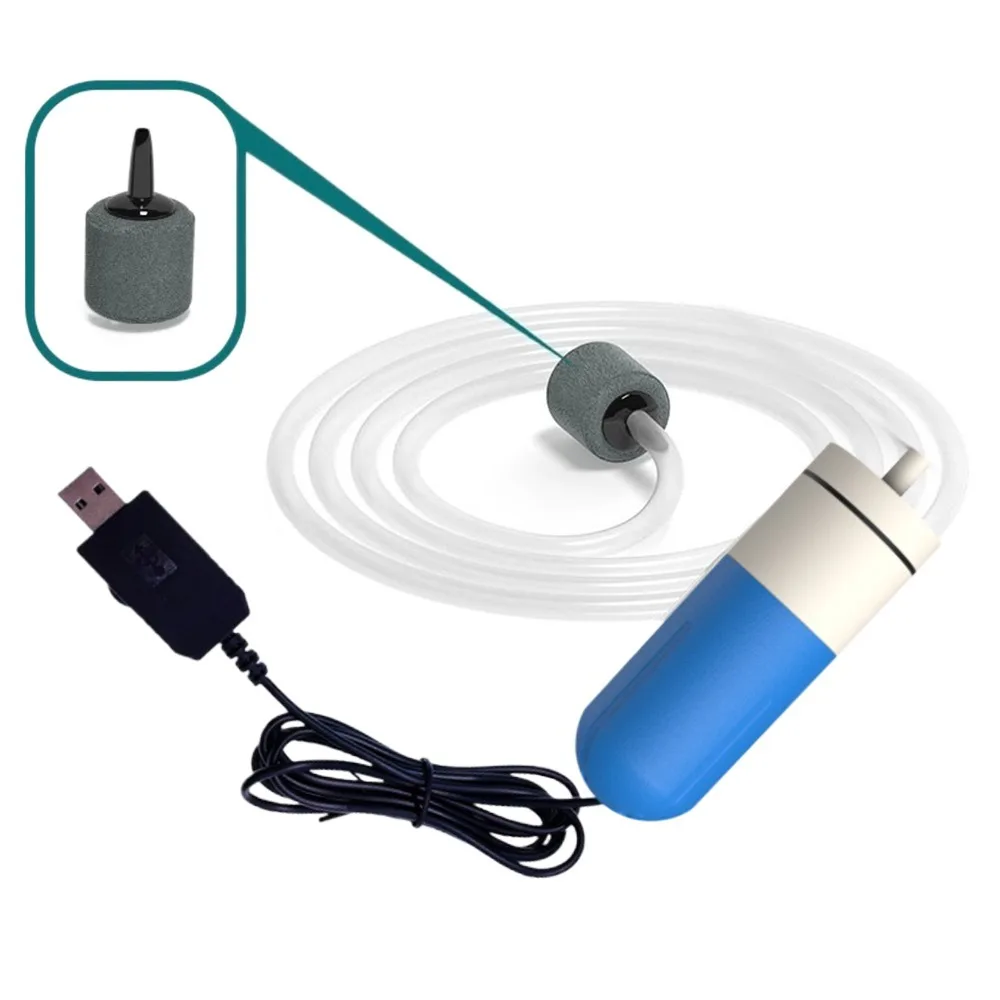 Cicha mini pompa powietrza USB do akwarium z regulacją prędkości Czerwony