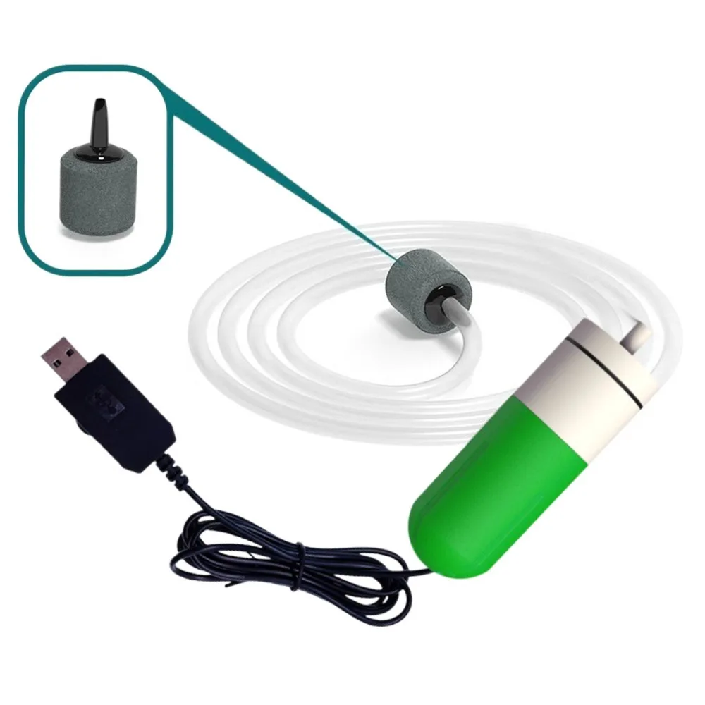 Cicha mini pompa powietrza USB do akwarium z regulacją prędkości Niebieski