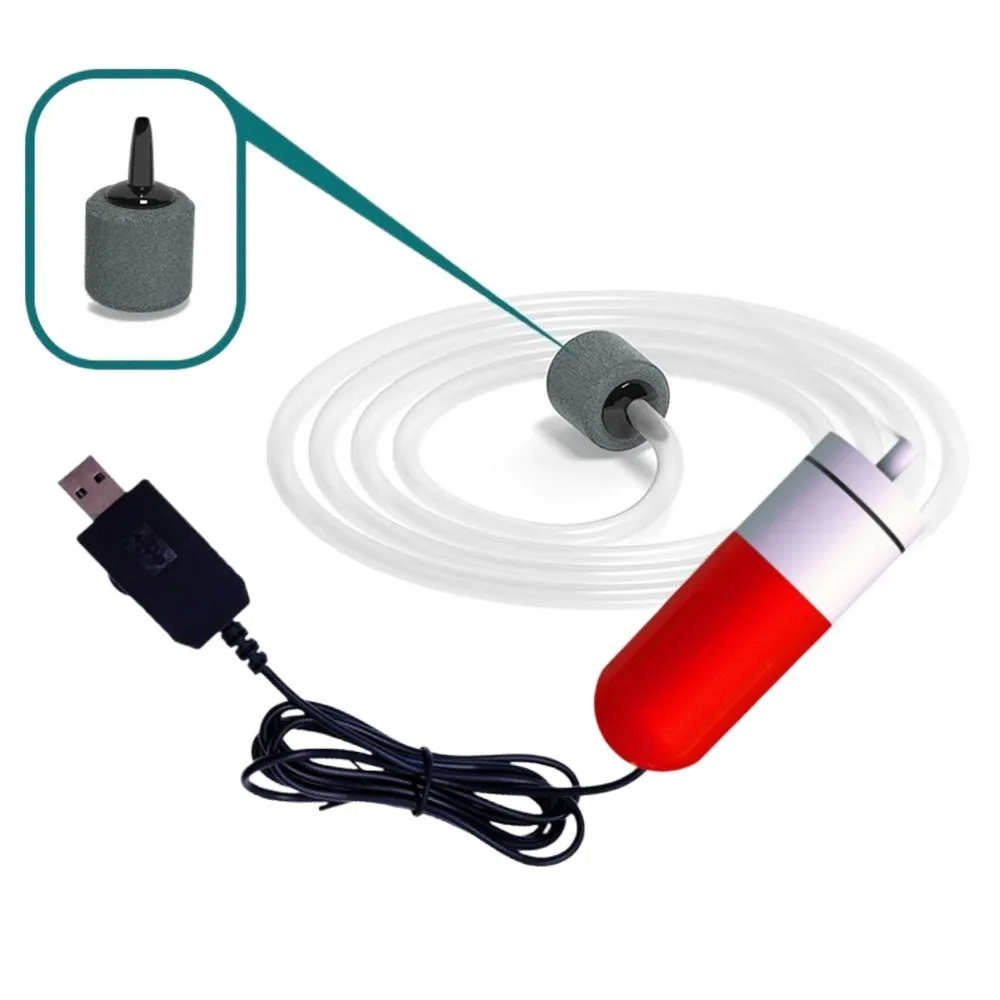 Cicha mini pompa powietrza USB do akwarium z regulacją prędkości Różowy