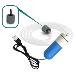 Cicha mini pompa powietrza USB do akwarium z regulacją prędkości Zielony