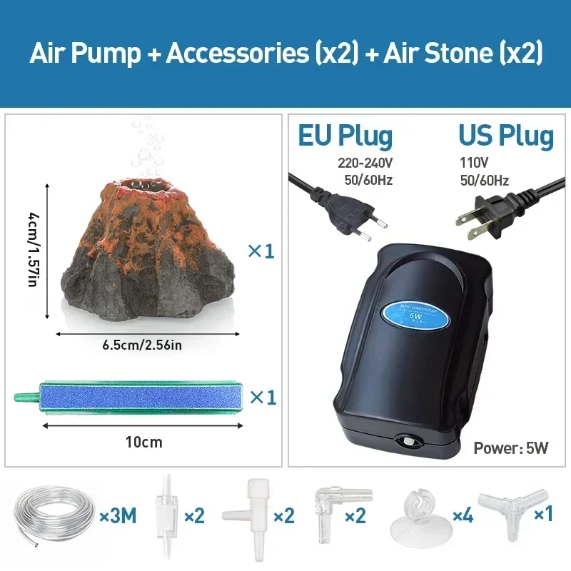 Cicha pompa powietrza 5W do akwarium 220V — bąbelkowy aerator sieciowy Granatowy