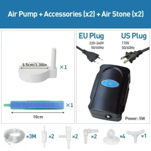 Cicha pompa powietrza 5W do akwarium 220V — bąbelkowy aerator sieciowy Jasnoszary