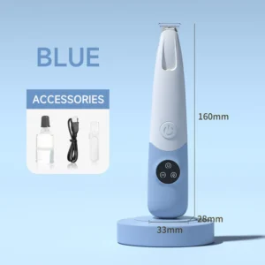 Cichy bezprzewodowy trymer dla psa i kota z LED USB — akumulatorowy Niebieski