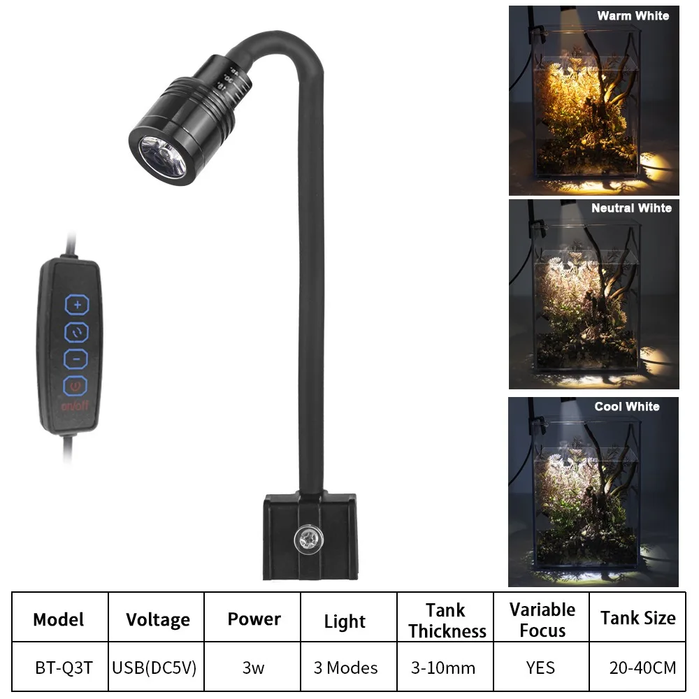 Cienka lampa LED do akwarium USB 3W oświetlenie roślin wodnych Zielony