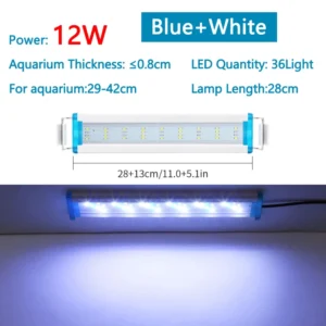 Cienka lampa LED z klipsem do akwarium 18-58 cm 220V do roślin wodnych Czarny