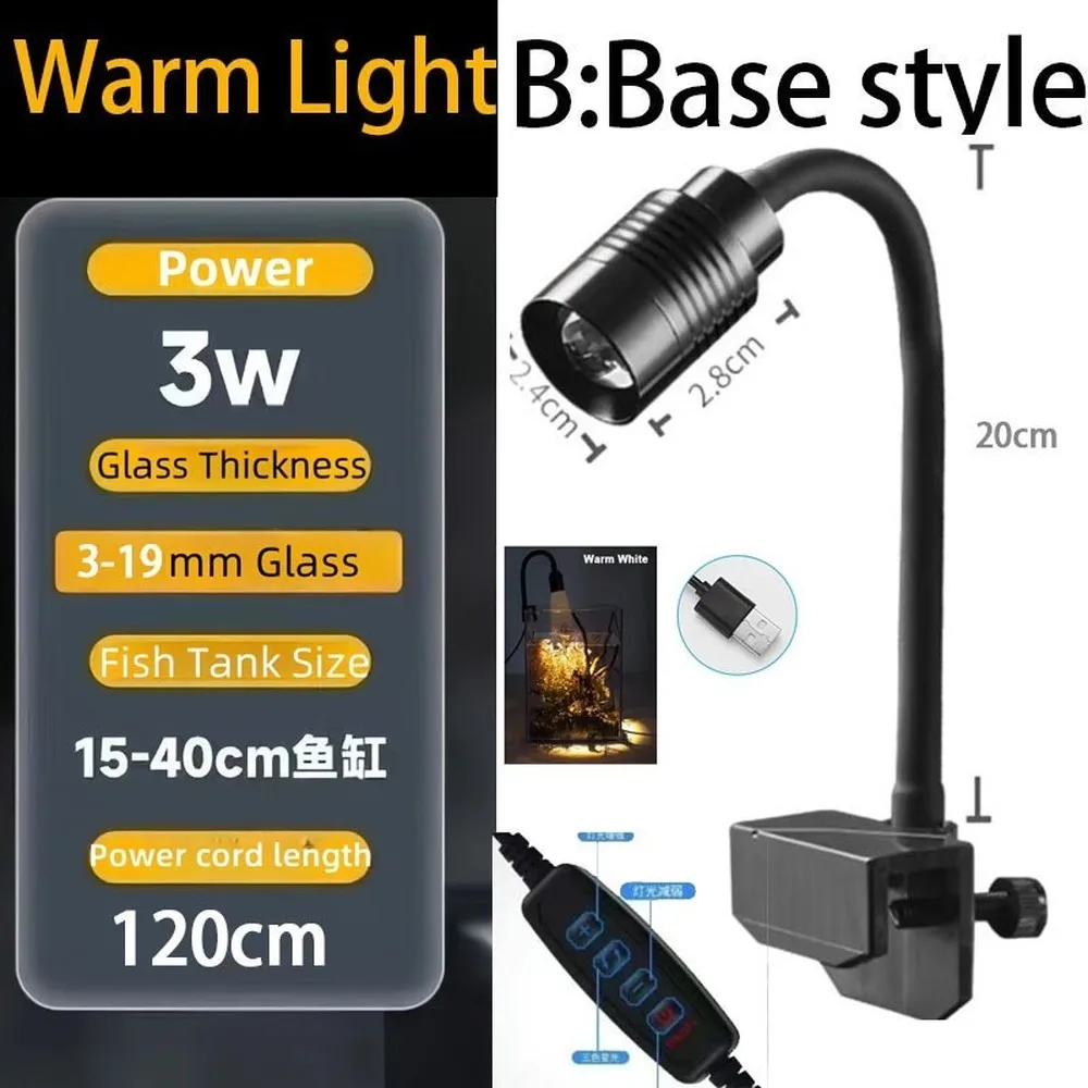 Super cienka lampka LED 3W USB do podświetlania roślin w nano akwarium Niebieski