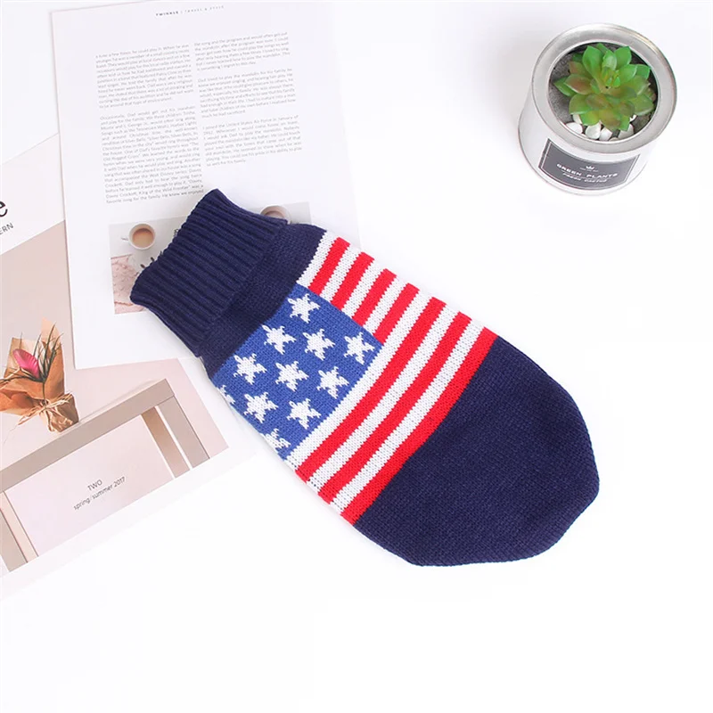 Ciepły sweterek dla kota na zimę American flag