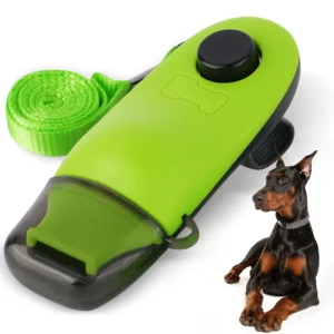 Clicker z gwizdkiem 2w1 do tresury psa z zatyczką przeciwkurzową Zielony