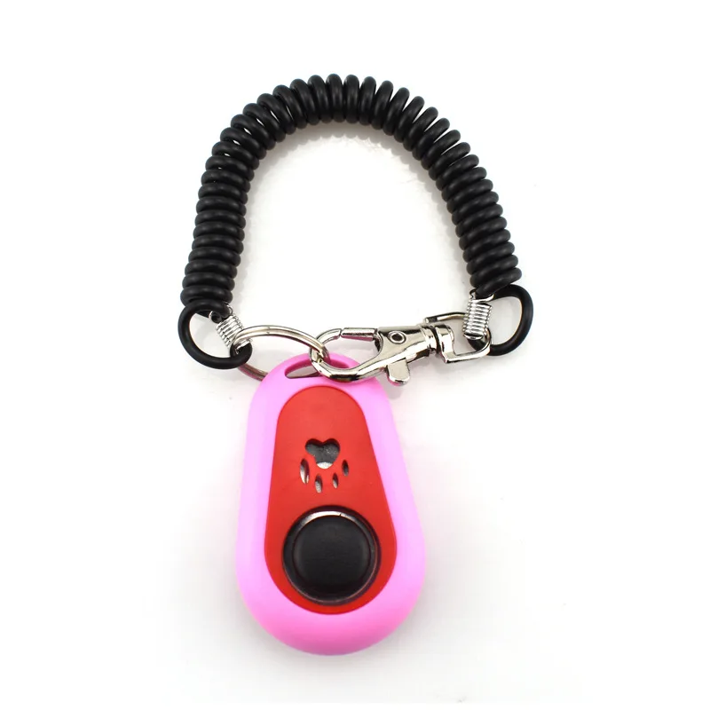 Clicker treningowy z łapką — brelok do kluczy dla psa i kota Różowy