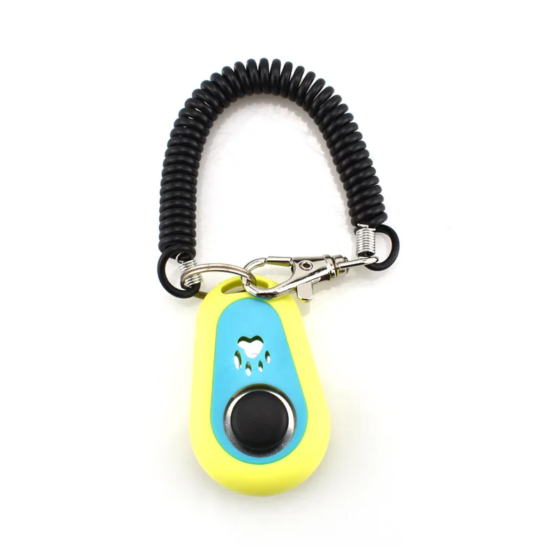 Clicker treningowy z łapką — brelok do kluczy dla psa i kota żółty