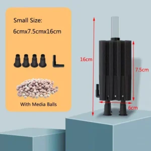Czarny filtr gąbkowy do akwarium z kulkami bio – kompaktowy skimmer Czerwony