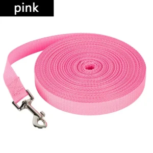 Długa smycz treningowa 5–30 m dla szczeniąt i psów — nylon Różowy