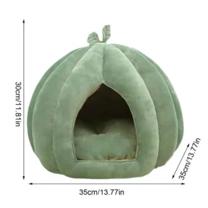 Domek dla kota w kształcie dyni Halloween ocieplany Czerwony