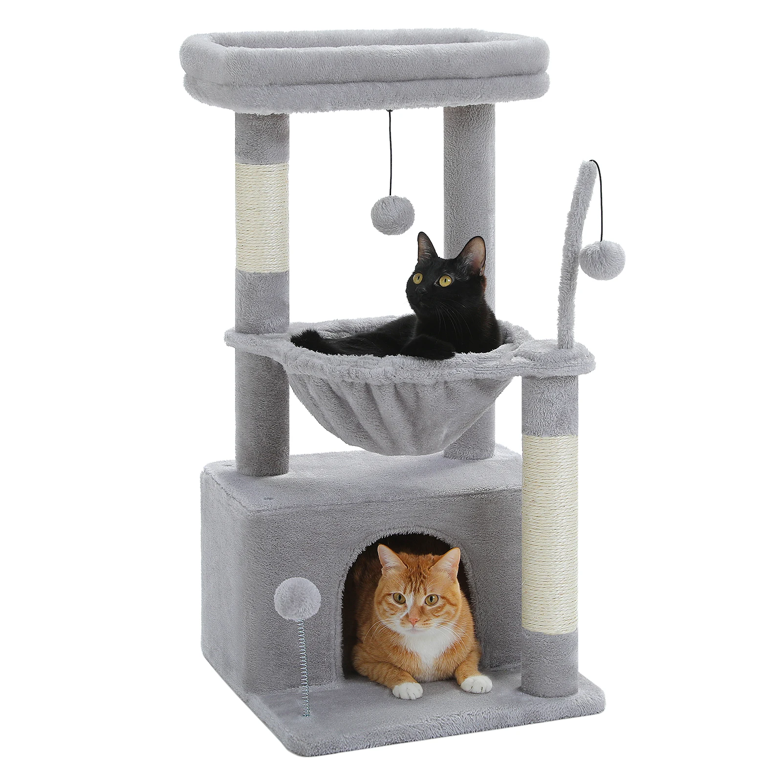 Drapak 4 w 1 dla kota z sizalem i głębokim legowiskiem Czarny