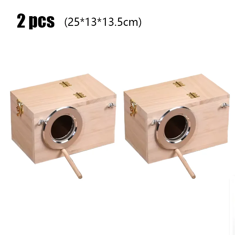 Drewniana budka lęgowa dla papug i nierozłączek - skrzynka gniazdowa do klatki żółty