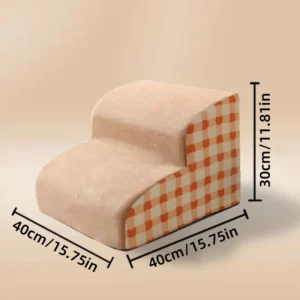 Dwustopniowe schodki dla psa — pianka memory foam, antypoślizgowe i zmywalne Pomarańczowy