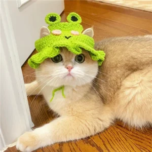 Dzianinowa czapka cosplay dla kota i psa Biały