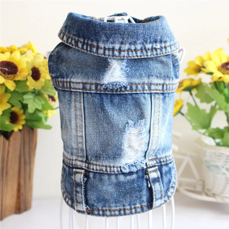 Dżinsowa kurtka dla psa - kowbojski płaszczyk dla małych ras Denim