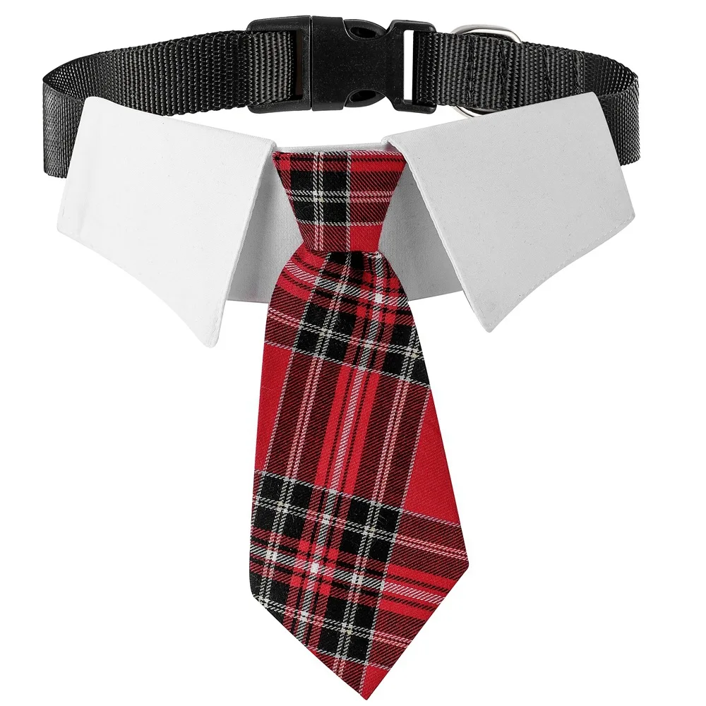 Elegancka bandana z muszką dla psa – chusta ślubna z krawatem Czerwony