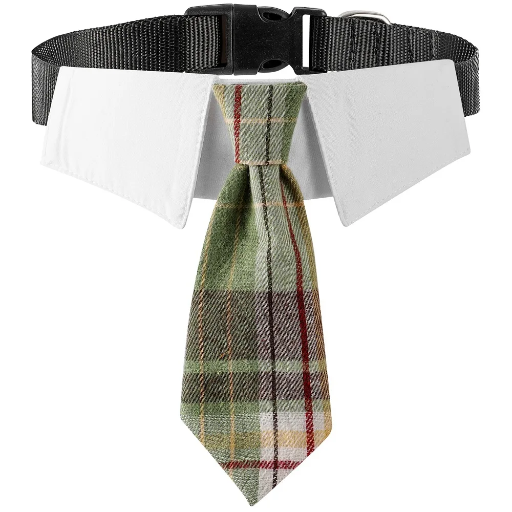 Elegancka bandana z muszką dla psa – chusta ślubna z krawatem Zielony