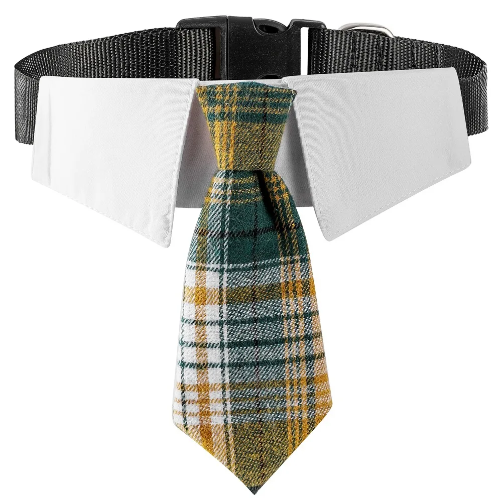 Elegancka bandana z muszką dla psa – chusta ślubna z krawatem żółty