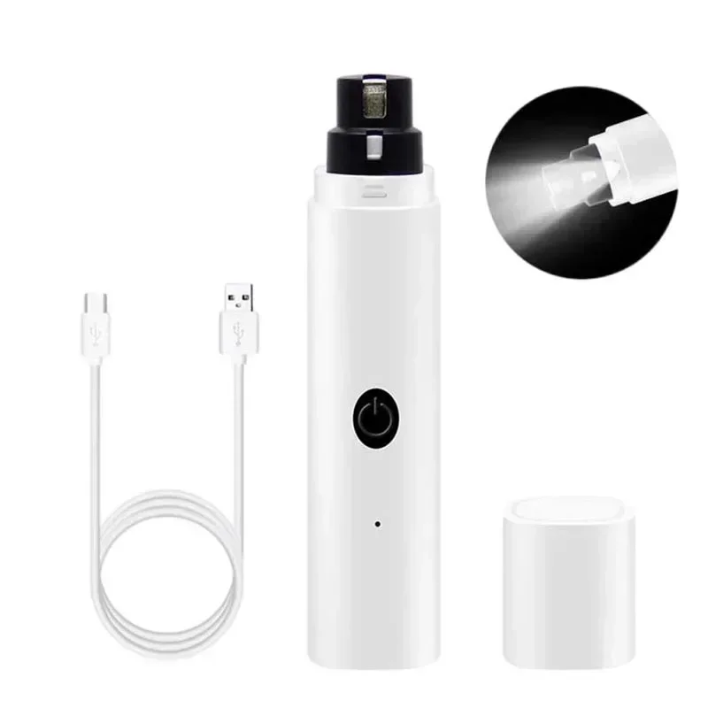 Elektryczny szlifierka pazurów USB z LED dla psa i kota Biały