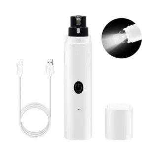 Elektryczny obcinacz do pazurów psa ładowany USB z diodą LED Biały