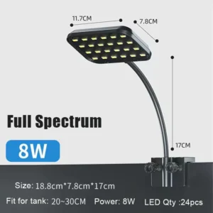 Energooszczędna lampa LED z klipsem do akwarium 220V pełne spektrum do roślin Biały