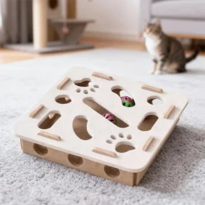 Filcowy tunel-puzzle dla kota z piłeczkami Beżowy