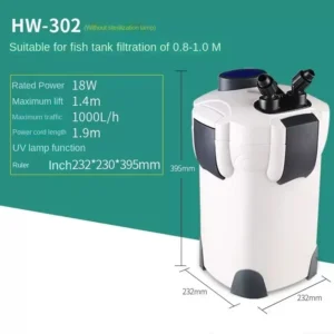 Filtr kubełkowy SUNSUN HW-302 z lampą UV do akwarium Hw 302 18w