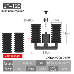 Filtr wewnętrzny do akwarium z gąbką 220V Jf120 sponges