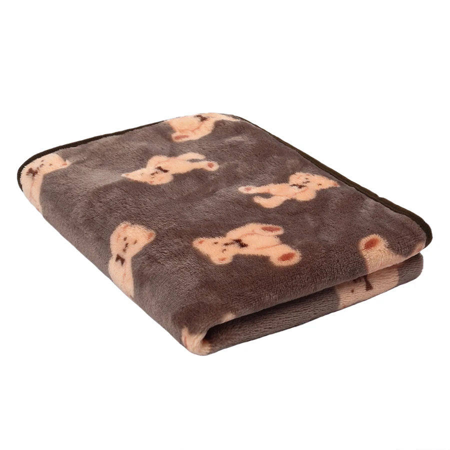 Flanelowy kocyk dla szczeniaka z motywem łapek mały rozmiar Khaki